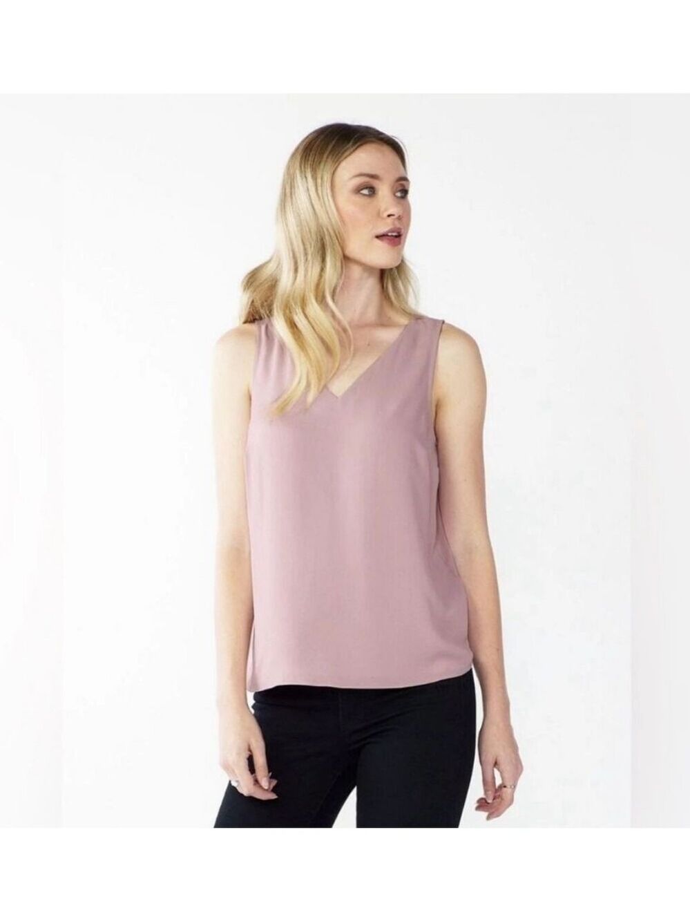 Nine West Pink V-Neck Sleeveless Tank Top Blouse